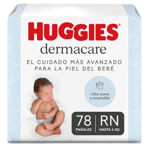 Pañales Huggies Dermacare Etapa 0/RN Con Corte Umbilical - 78 Unidades