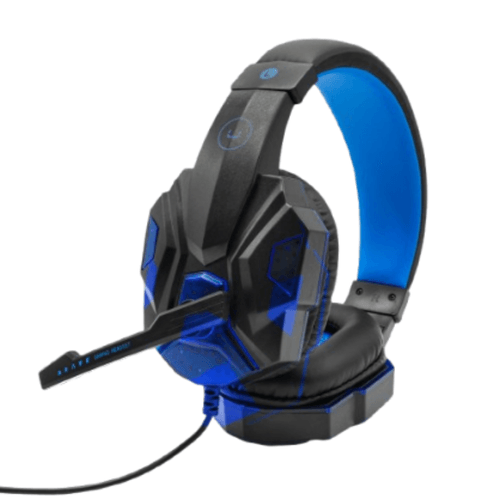 Audífonos Unno Tekno tipo headset HS7230BL USB  brave con micrófono negro-azul