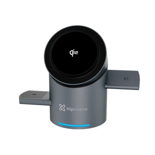 Estación de carga Klip Xtreme inalámbrica  3-en-1 qi2 magnética 15w plegable