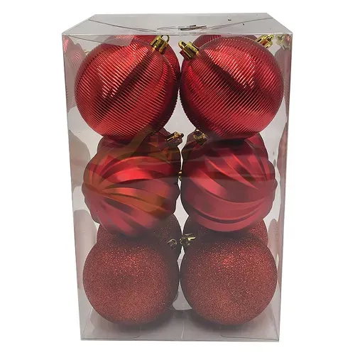 Esferas Rojas 80mm Set 12u Wsp