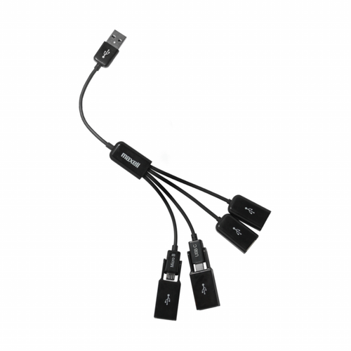 Cable Hub Maxell USB-FLEX de 4 puertos usb + 1 mini usb flex color negro