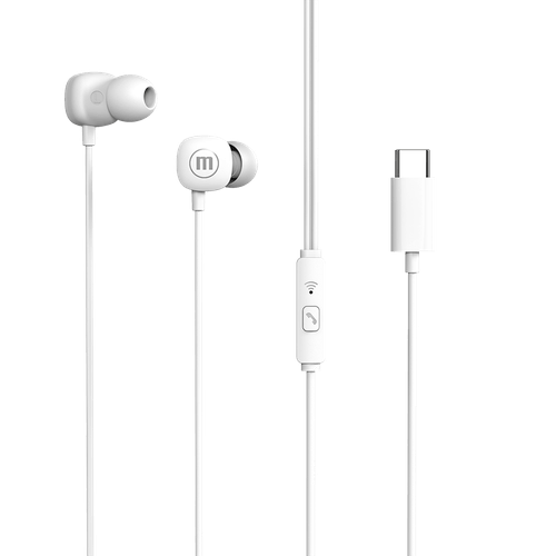 Audífonos Maxell EB-USBC cuadrados con conector usb-c color blanco