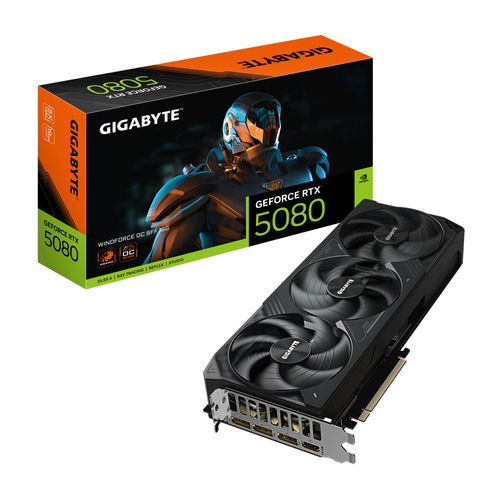 Tarjeta de video Gigabyte16GB GDDR7 GeForce RTX 5080 Windforce OC SFF HDMI DP PCIe 5.0