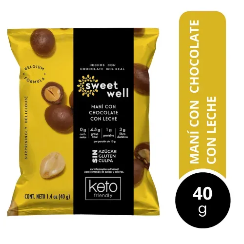 Maní Sweetwell cubiertos con chocolate con leche - 40 g