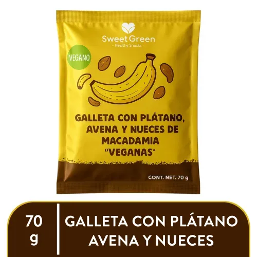 Galletas Veganas Sweet Green de plátano, avena y nueces - 70 g