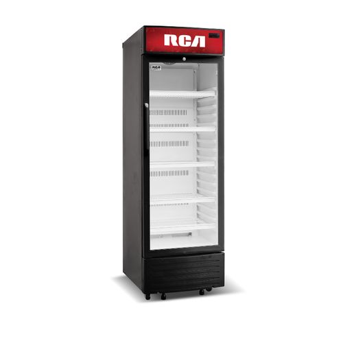 Vitrina comercial RCA vertical14p3 color negro marca de 5 parrillas RCSC14