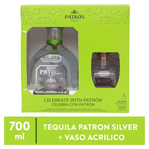 Tequila Patron Blanco Mas Vaso - 700 ml