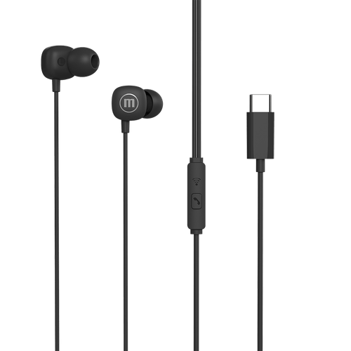 Audífonos Maxell EB-USBC cuadrados con conector usb-c color negro