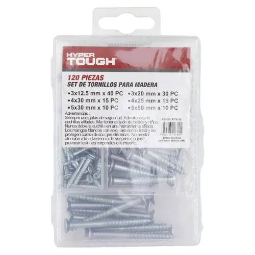 Set Tornillos Hyper Tough Para Madera -120 Piezas