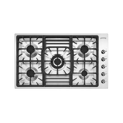 Cooktop Smeg de gas de acero inoxidable de 36" con 5 zonas