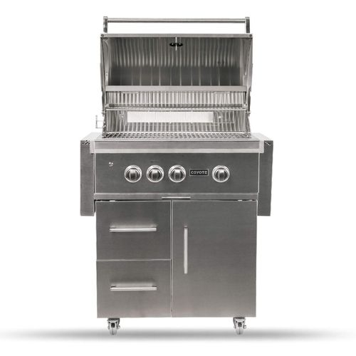 Parrilla Coyote independiente de 30" con 2 quemadores infinity burners, quemador infrarrojo RapidSear, asador y ahumador