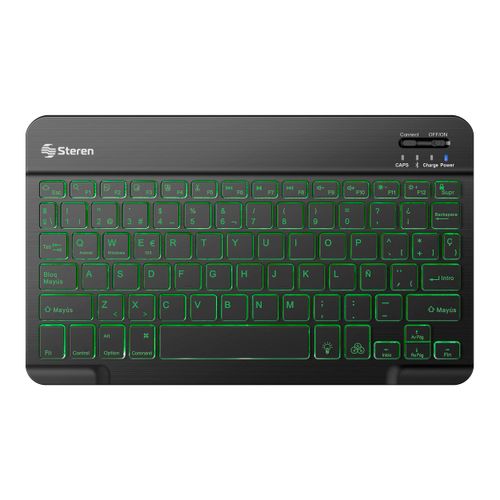 Teclado Steren Bluetooth recargable con iluminación multicolor compacto COM-680