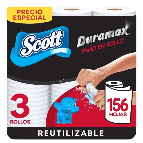 Toalla de Papel Reutilizable Scott Duramax 52 hojas - 3 Rollos