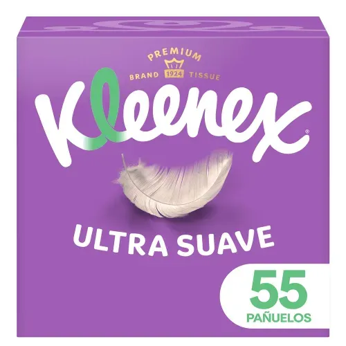 Pañuelos Faciales Kleenex Cubo Ultra Suave - 55 Unidades
