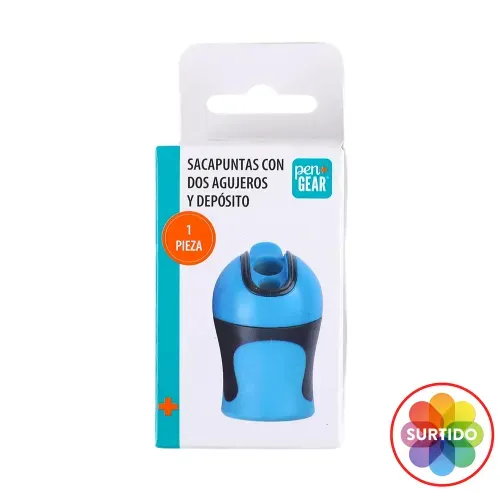 Sacapuntas Pen + Gear con dos agujeros y depósito colores surtidos