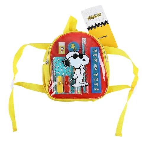 Snoopy De Mochila Con Utiles Escolares
