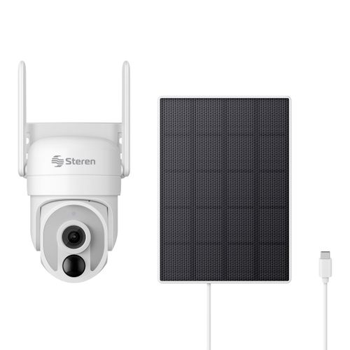 Cámara de seguridad Steren Wi-Fi 6 4 Mpx robotizada con panel solar para exterior compatible con asistentes de voz CCTV-645