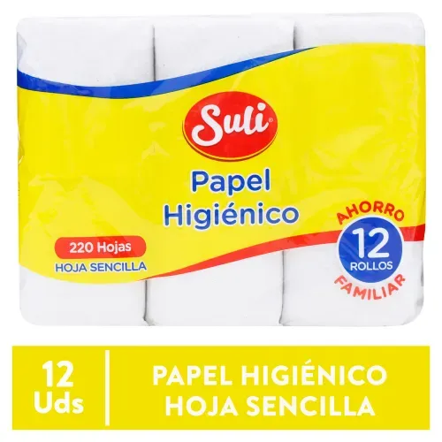 Papel Higiénico Suli 1 ply - 12 Rollos