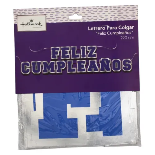 Letrero Caarnival Azul Metálico Feliz Cumpleaños