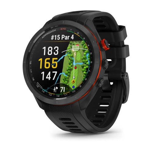 Reloj Garmin Approach S70 47 mm Bisel de cerámica negro rojo con correa de silicona negra