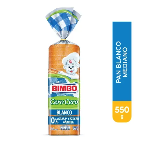Pan cuadrado Bimbo blanco cero - 550 g
