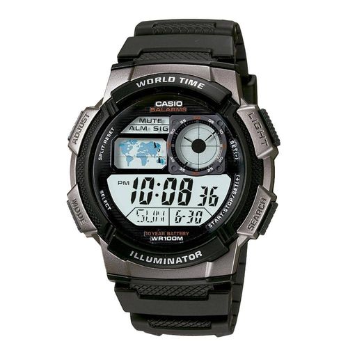 Reloj Casio para hombre Illuminator hora mundial 10 años de batería modelo AE-1000W-1BV