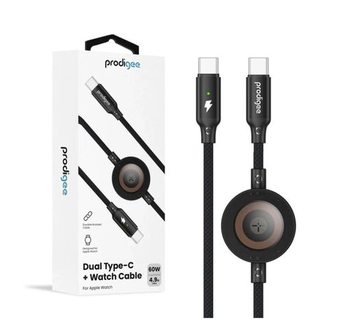 Cable Prodigee Dual Tipo C + Watch Cale para Apple Watch 1.5m negro