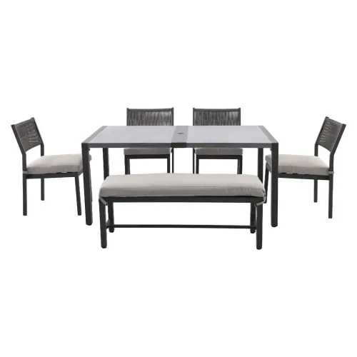 Ht Set Comedor Exterior Banco 6 Pz Beige