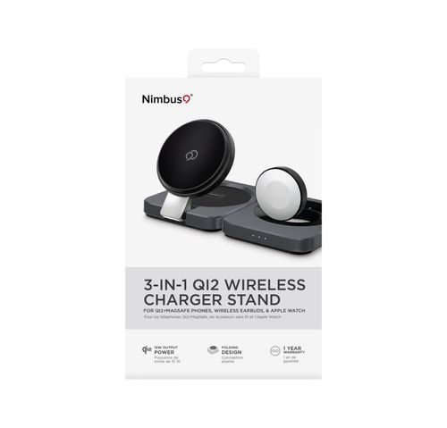 Base de carga Nimbus9 3 en 1 15W negro y blanco