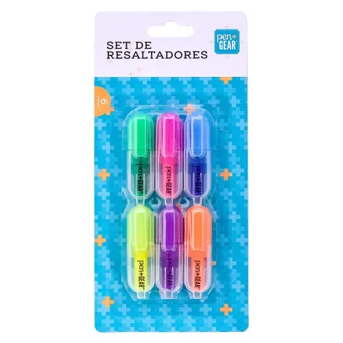 Mini resaltadores Pen + Gear no tóxicos -  6 Pzas