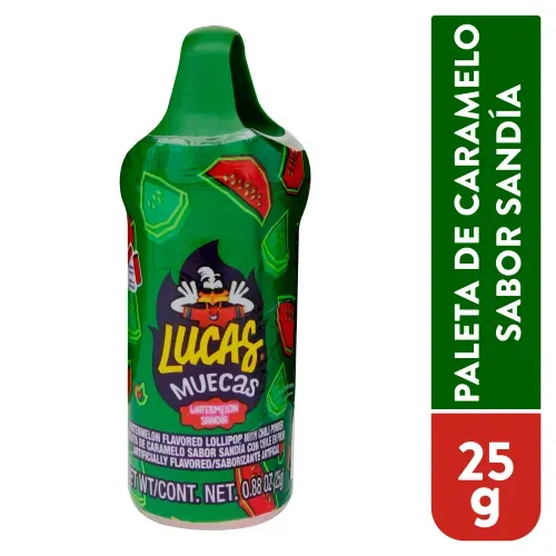 Paleta de caramelo Lucas Muecas sabor sandía con chile en polvo  - 25 g