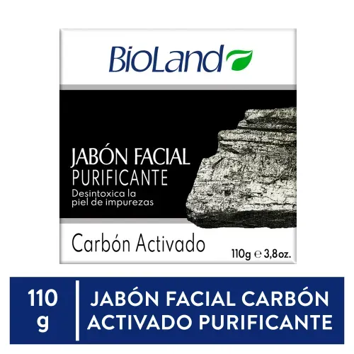 Jabón Facial Purificante Bioland Barra Carbón Activado - 110 g
