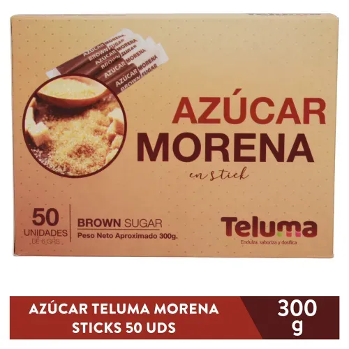 Azúcar Teluma Morena Sticks 50 Uds - 300g