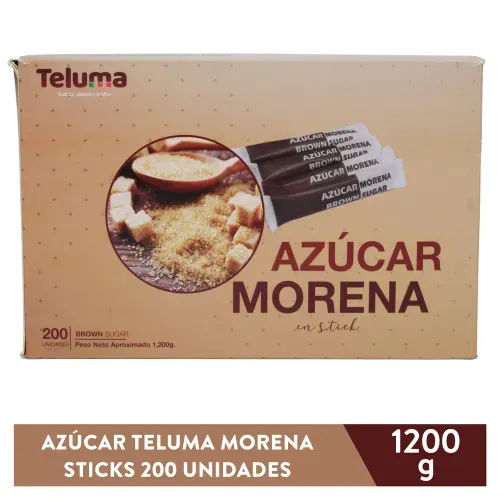 Azúcar Teluma Morena Sticks 200 Unidades -1200 g