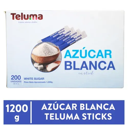 Azúcar Blanca Teluma Sticks 200 Uds -  1200g