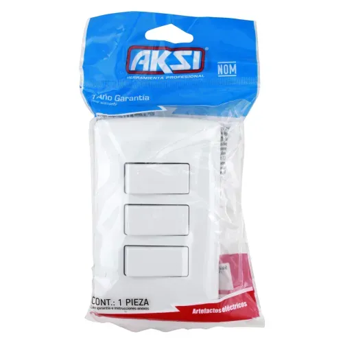 Apagador Triple Sencillo De Tecla Con Pl