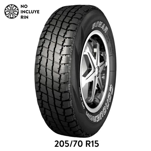 Llanta para auto Sonar, medidas: 205/70 Rin 15