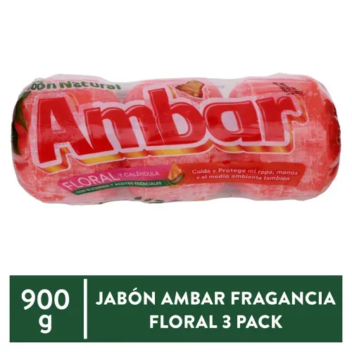 Jabón  Ambar Fragancia Floral 3 Pack Bolsa - 900g