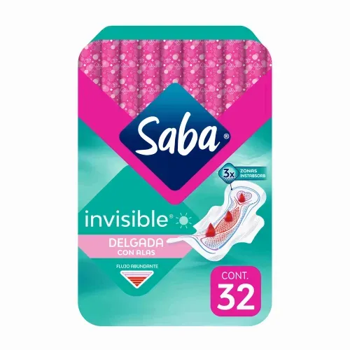 Toallas Femeninas Saba Invisible Buenos Días Delgada Flujo Moderado Con Alas - 32 uds