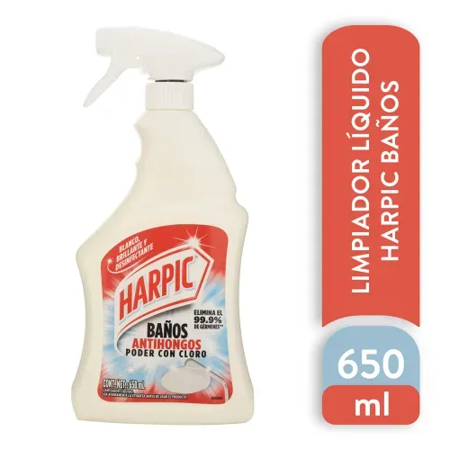 Limpiador De Baño Harpic  Anti-Hongos White & Shine Con Cloro Rociador - 650ml