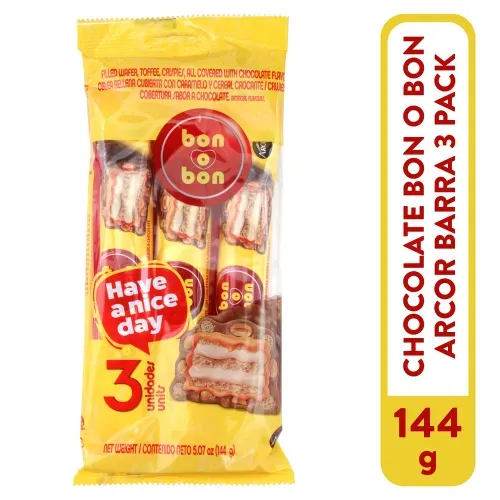 Chocolate Arcor En Barra 3 Pack - 144 g