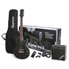 Guitarra Eléctrica Epiphone Les Paul Player Pack 120V Ebony con Amplificador Electar‑10