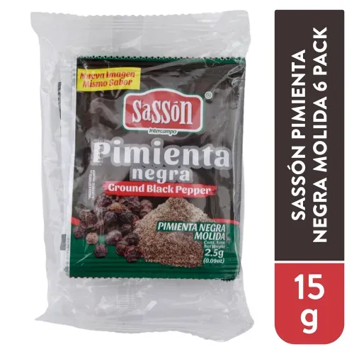 Especias Sasson pimienta negra en sobre - 2.5 g