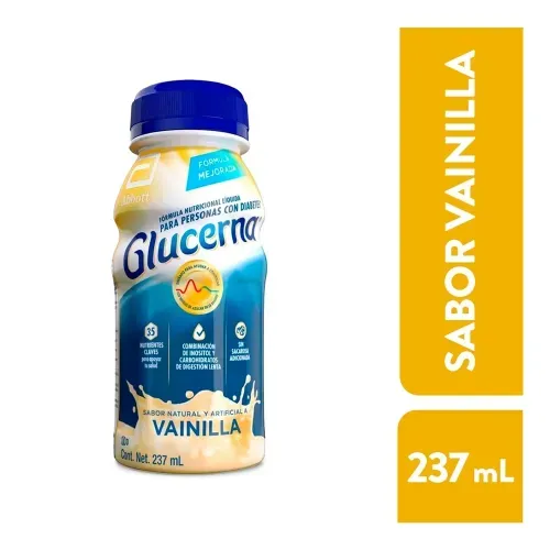 Complemento Nutricional Glucerna Sabor Vainilla, bebida que ayuda a controlar los niveles de azúcar en la sangre.- 237 ml