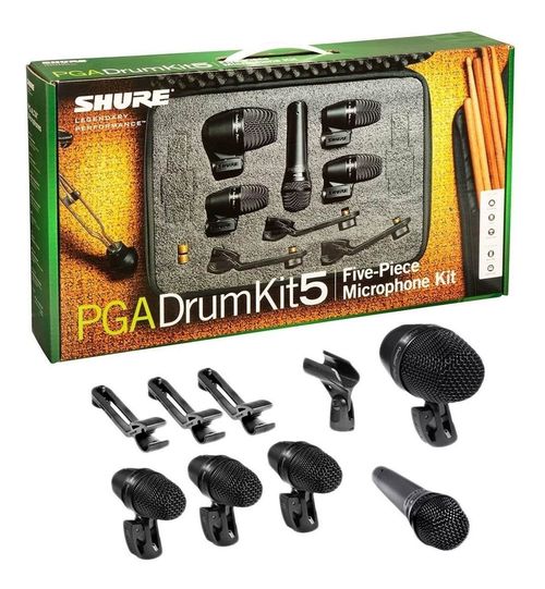Juego De Micrófonos Shure para batería  incluye Pga52, 3 Pga56, Pga57 clip  3 montajes 5 cables Xlr