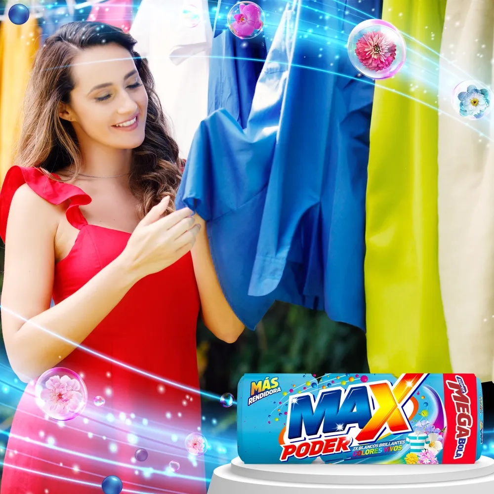 Comprar Jabón Max Poder Mega Bola Azul Blacos Brillantes Colores Vivos ...