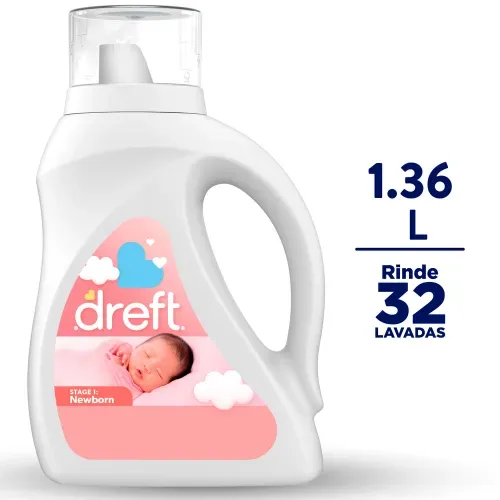 Detergente Liquido Dreft Newborn para Ropa de Bebé 32 Lavadas - 1,36 L