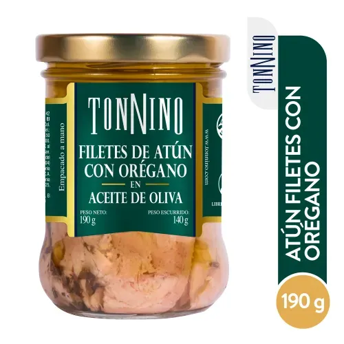 Atún Tonnino filetes en aceite de oliva con orégano - 190 g