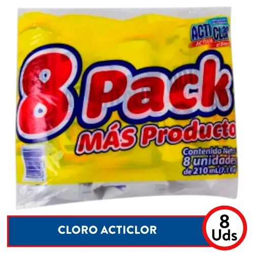 8 Pack Cloro Acticlor Populino - 210ml