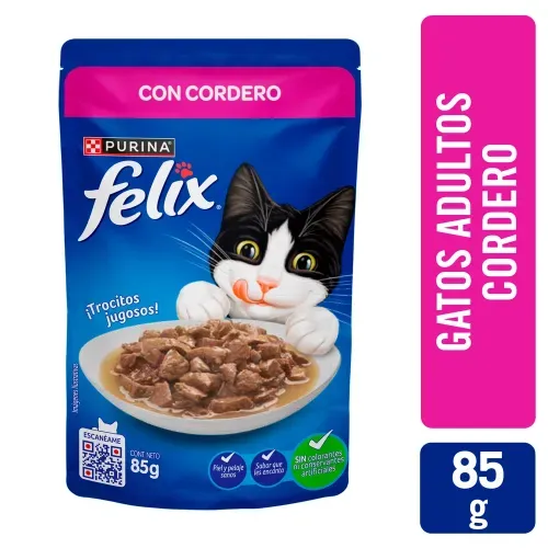 Comida húmeda para Gatos Felix cordero en salsa - 85 g